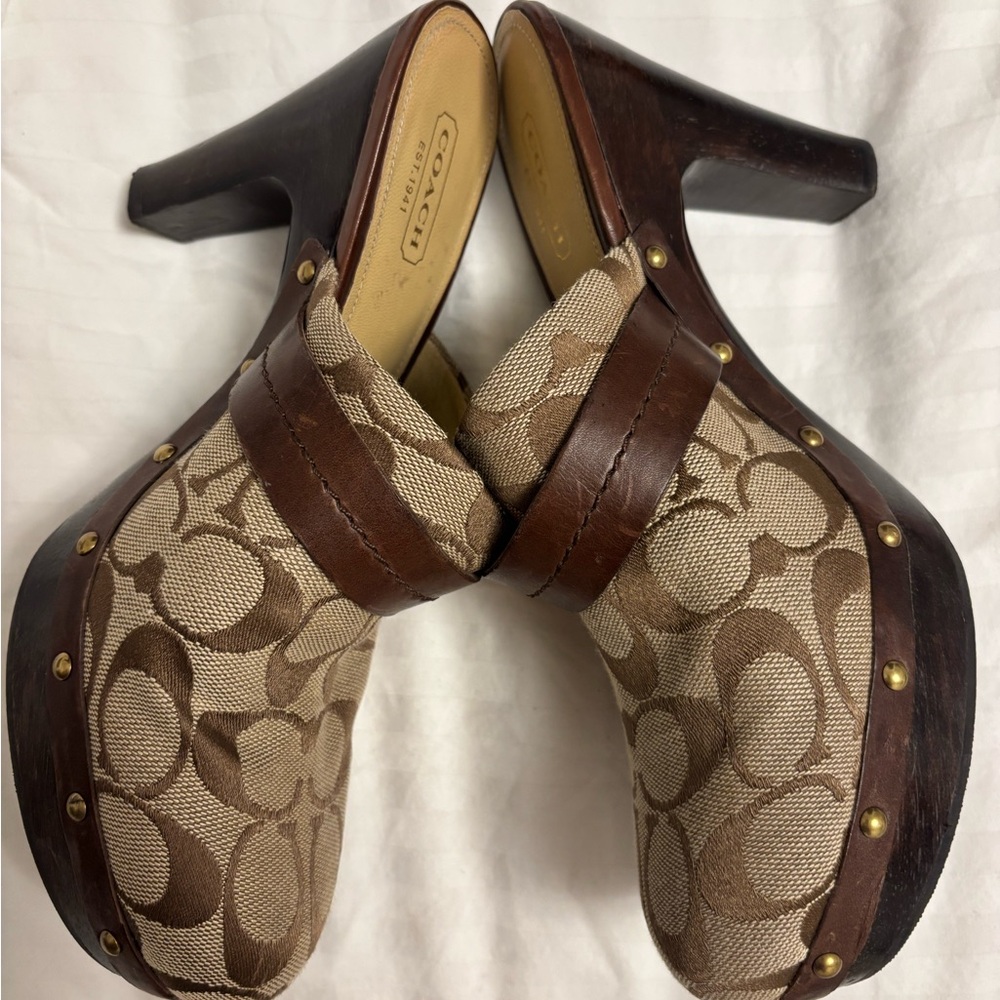 Coach Women's 7.5 Signature Heeled Mules - Picture 6 of 6